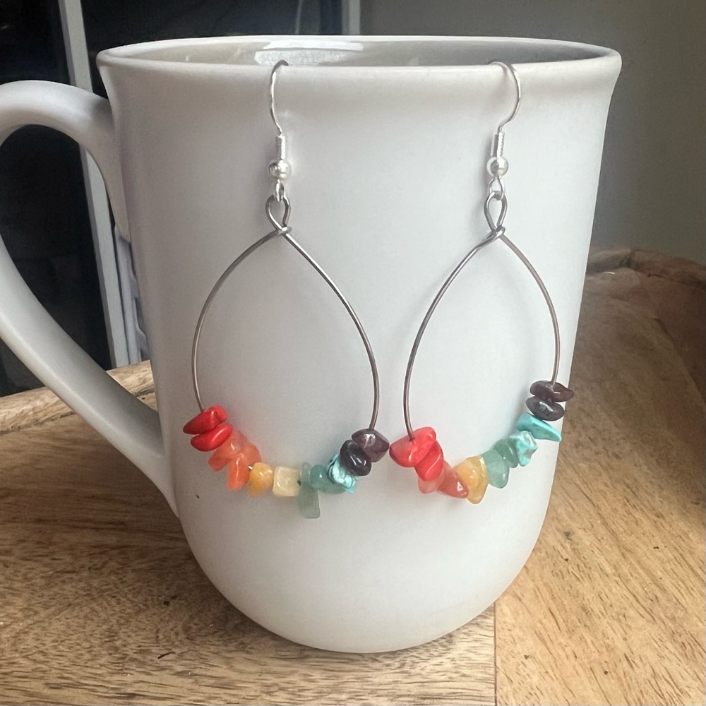 Simple Rainbow Gemstone Earrings